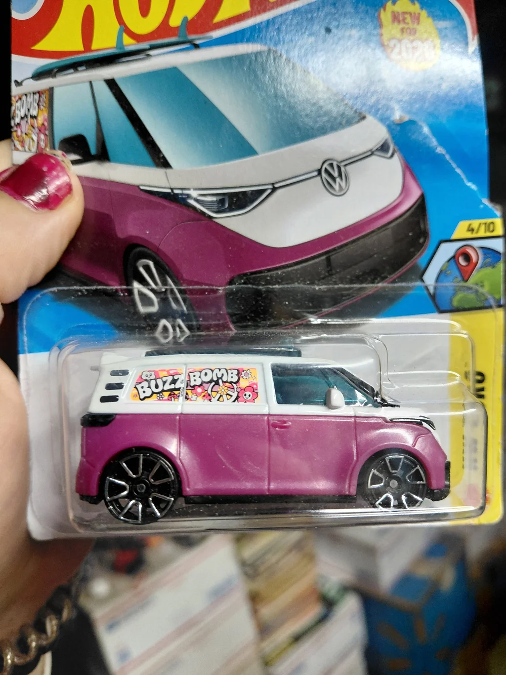 2026 Hot Wheels VW ID. Buzz Bomb in pink and white is part of the HW Euro series